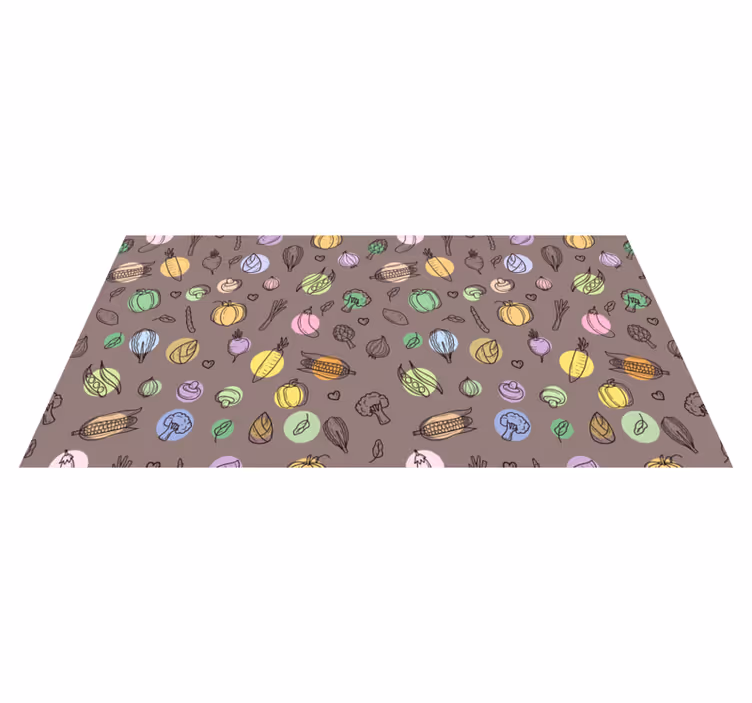 Kleurrijk groentepatroon vinyl vloerkleed keuken - TenStickers
