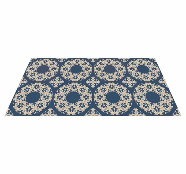 Cirkelvormige patronen blauw vinyl tapijt mozaïek - TenStickers