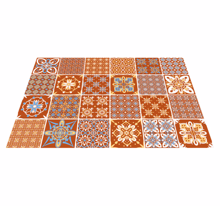 Oranje mozaïek vinyl tapijt tegels - TenStickers