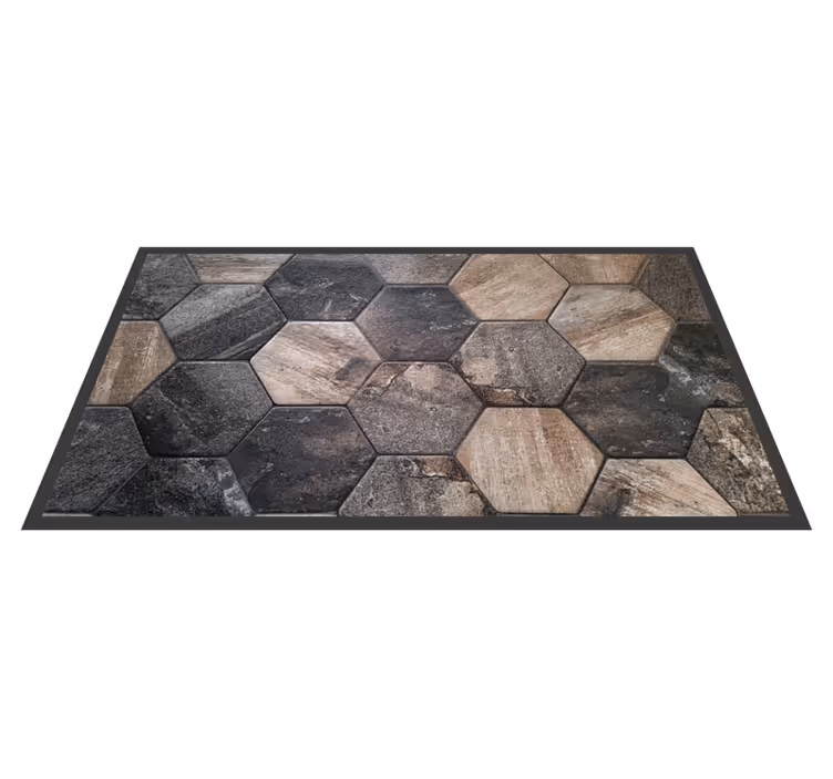 Hexagonaal grijs motief vinyl tapijt stenenstructuur - TenStickers