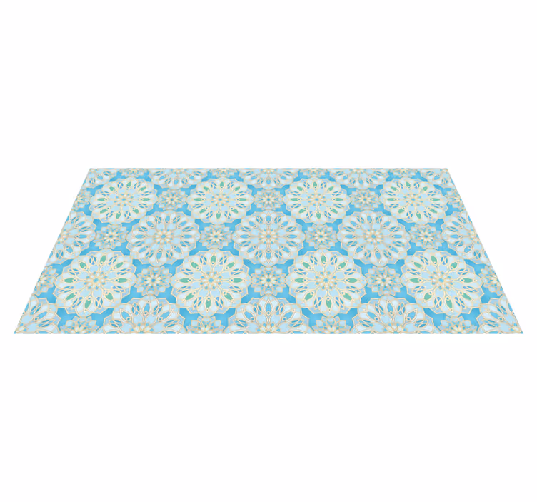 Blauwe ingewikkelde elementen vinyl tapijt mandala - TenStickers