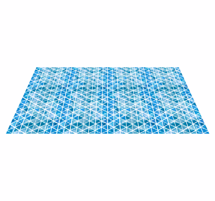 Blauw driehoekpatroon vinyl tapijt geometrisch - TenStickers