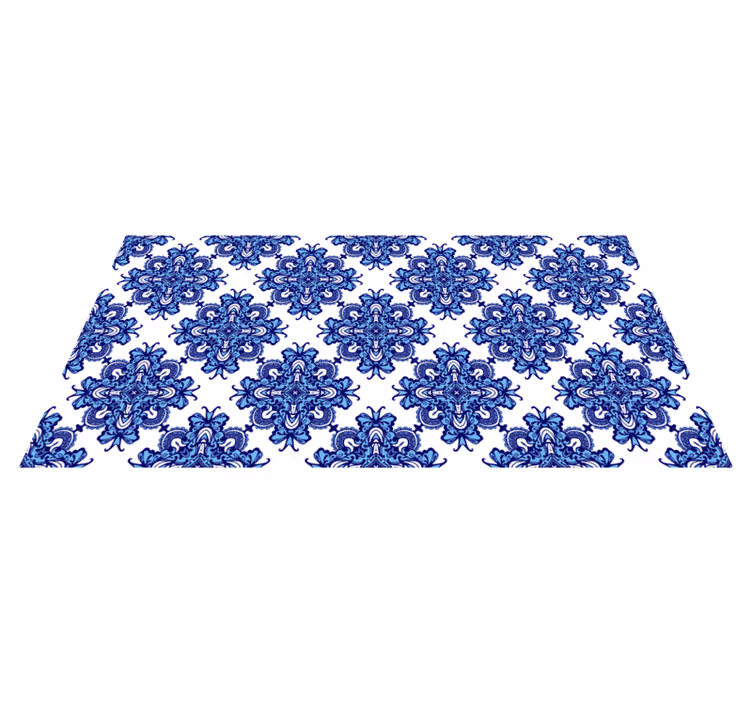 Ingewikkeld blauw motief vinyl tapijt mozaïek - TenStickers