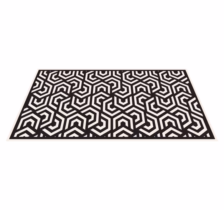 Zwart-witte zeshoeken vinyl tapijt geometrisch - TenStickers