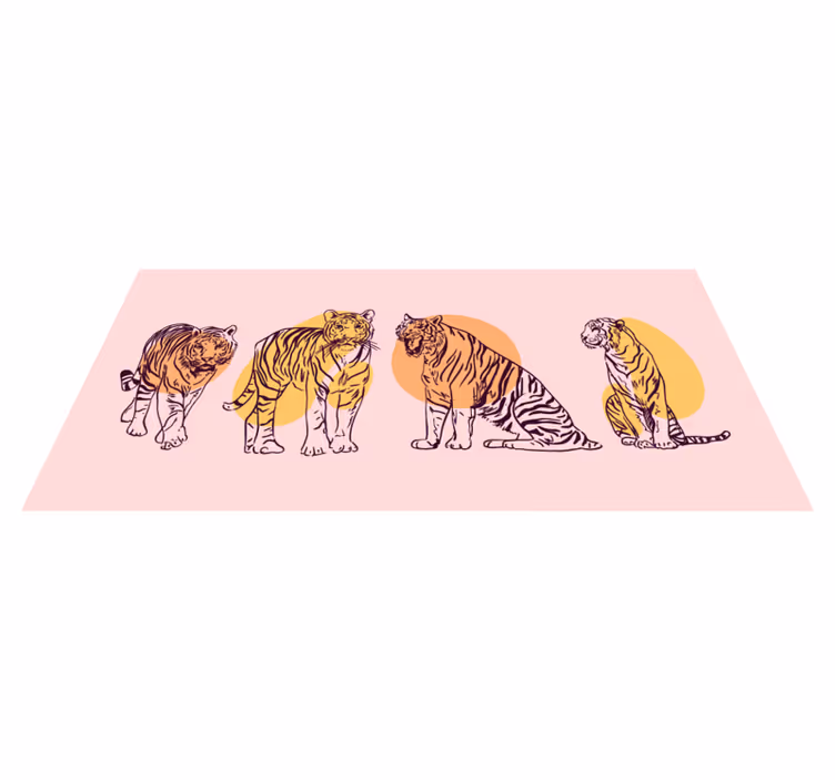 Ingelijste tijgerillustratie dieren vinyl tapijt - TenStickers
