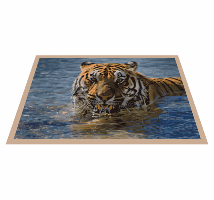 Tijger in het water dieren vinyl tapijt - TenStickers