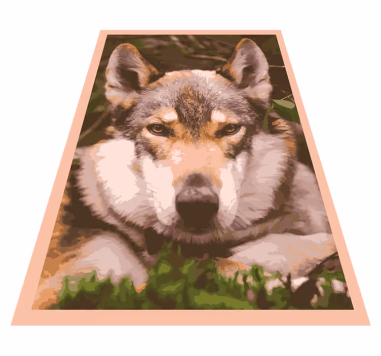 Ontwerp van een wolvenkop dieren vinyl tapijt - TenStickers