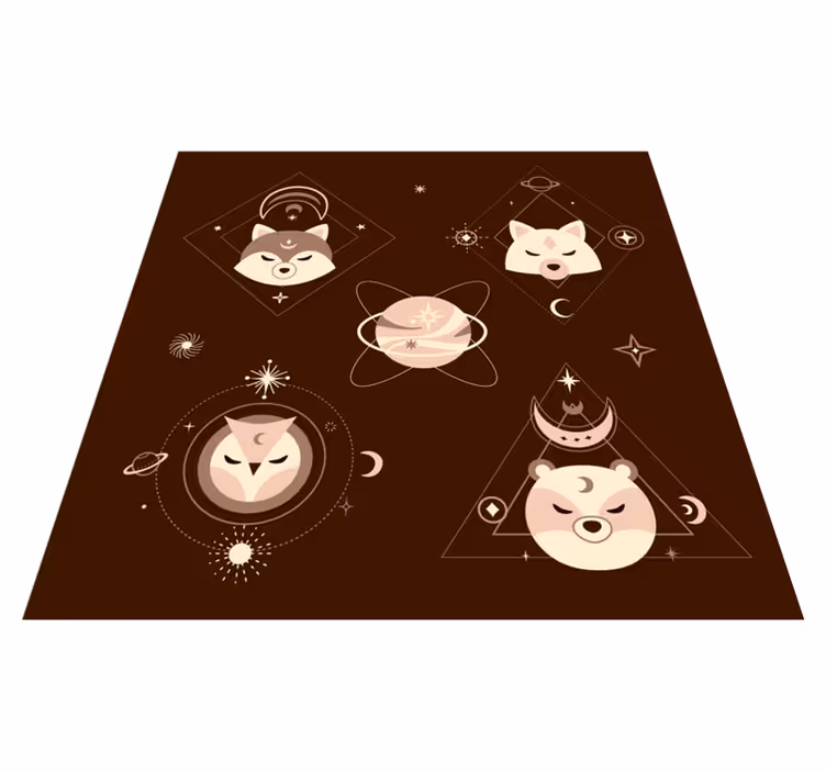 Ruimtedieren avontuur vinyl tapijt kind - TenStickers