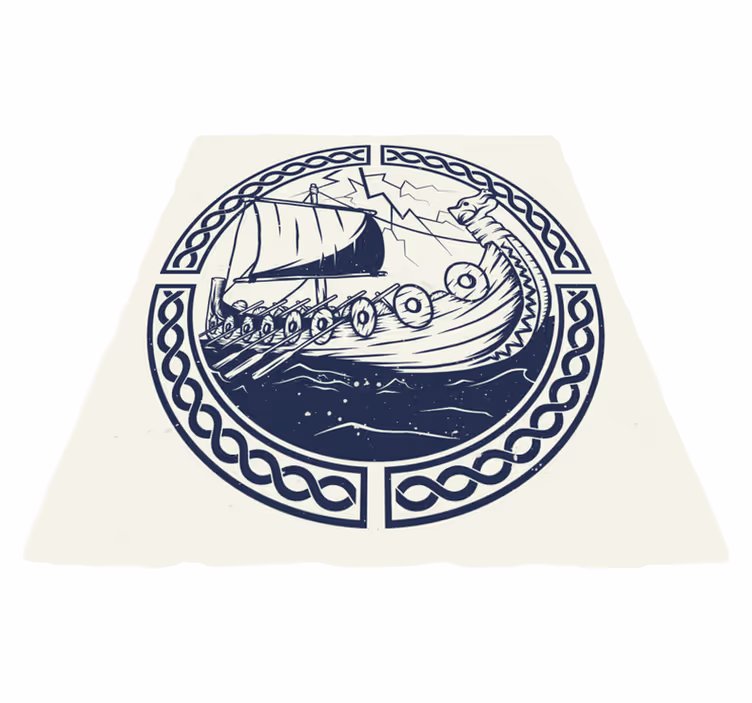 Vikingschipmotief vinyl tapijt modern - TenStickers