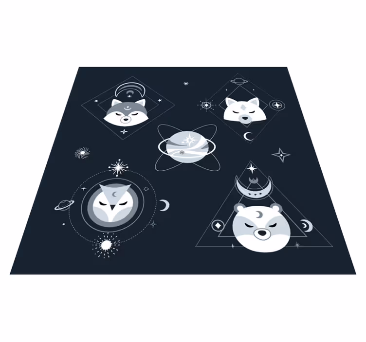 Kosmische dierengezichten vinyl tapijt voor meer kinderen - TenStickers