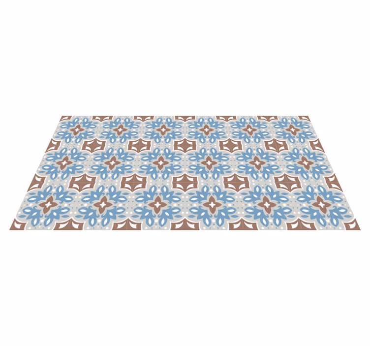 Bloemenblauw patroon vinyl vloerkleed keuken - TenStickers