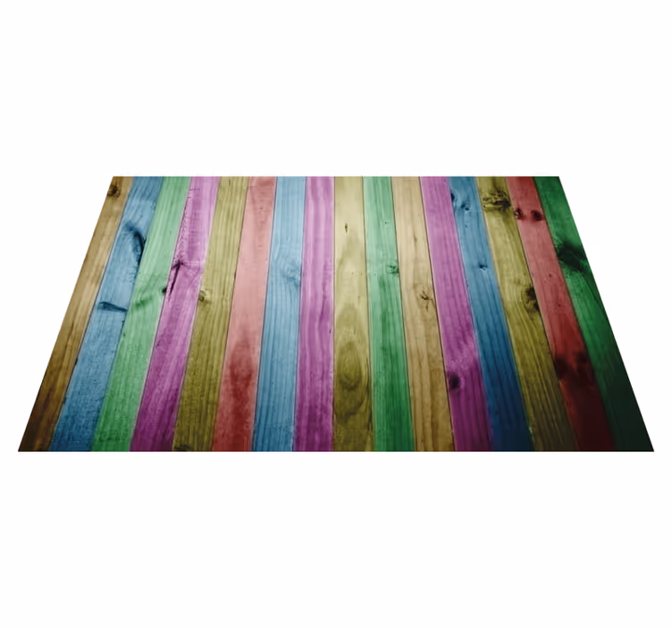 Levendige houten strepen vinyl tapijt met houtstructuur - TenStickers