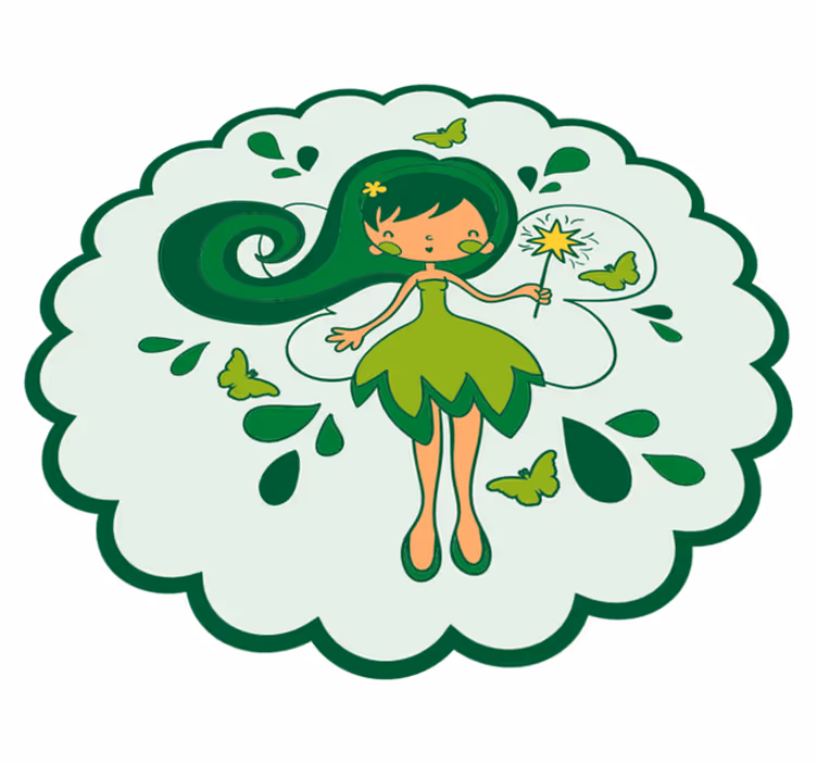 Groene fee karakter vinyl tapijt kind - TenStickers