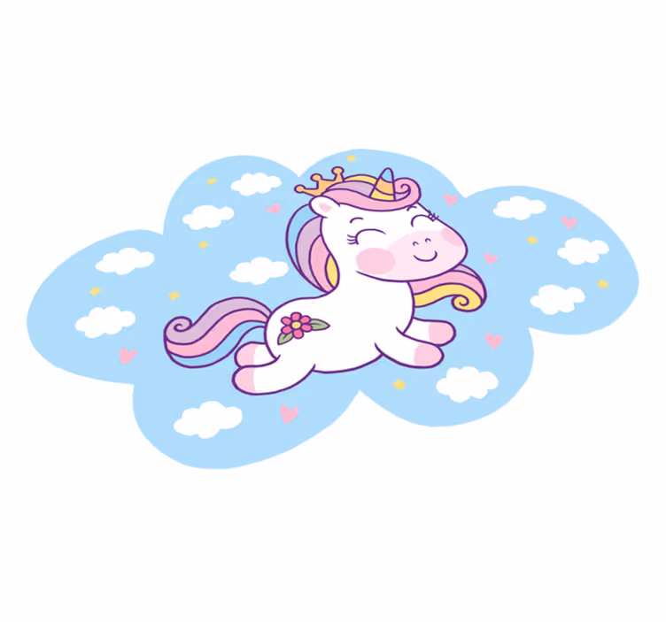 Eenhoorn wolk spelen vinyl tapijt kind - TenStickers