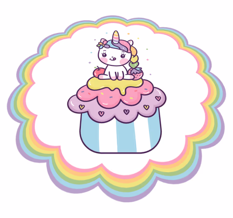 Eenhoorn in een cupcake vinyl tapijt kind - TenStickers