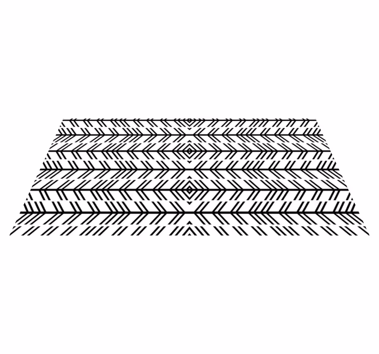 Chevron zwarte lijnen vinyl tapijt met strepen - TenStickers