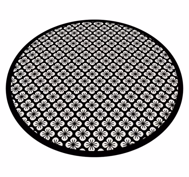 Zwart bloemenmotief vinyl tapijt bloemen en planten - TenStickers
