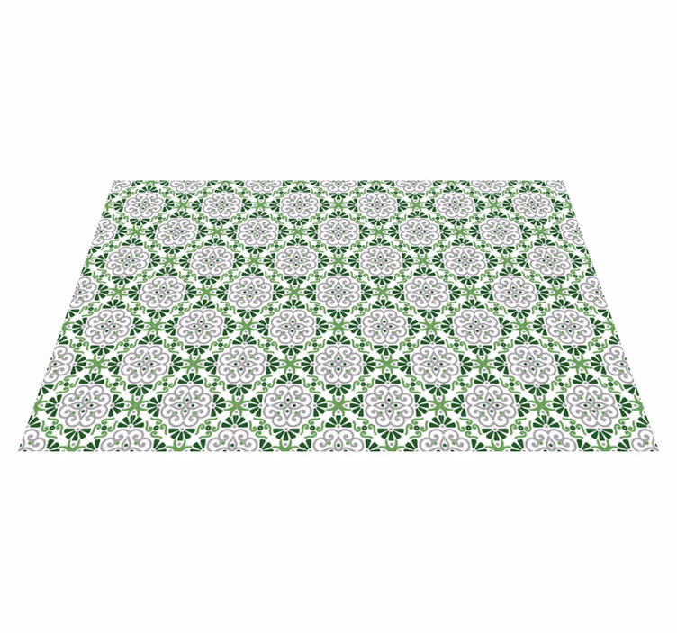 Groene bloemenmozaïek vinyl vloerkleed keuken - TenStickers