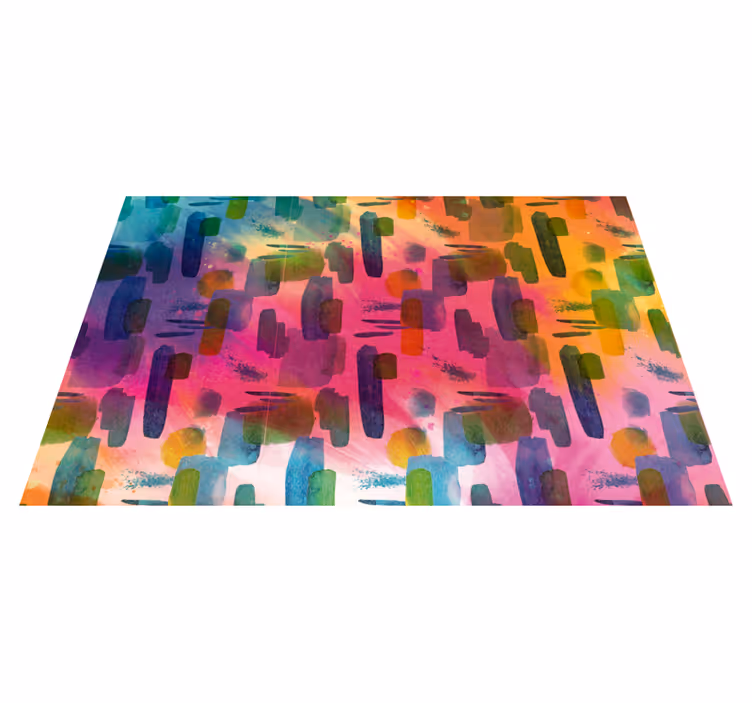 Artistieke kleursegmenten vinyl tapijt woonkamer - TenStickers