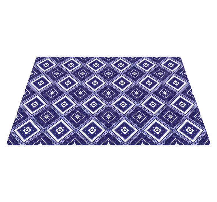 Blauw diamantmotief vinyl tapijt tegels - TenStickers