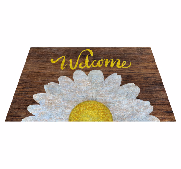 Welkomstbericht van daisy vinyl tapijt ontvangst hal - TenStickers