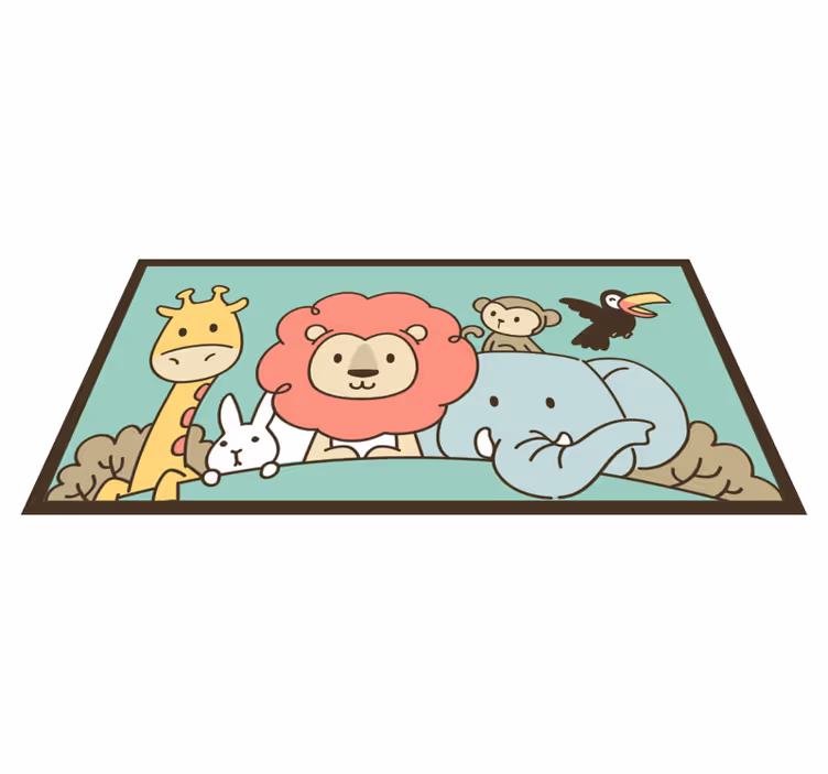 Jungle vrienden dieren vinyl tapijt voor meer kinderen - TenStickers