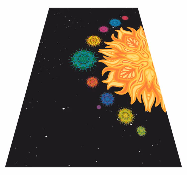 Kleurrijk zonnestraalmotief vinyl tapijt mandala - TenStickers