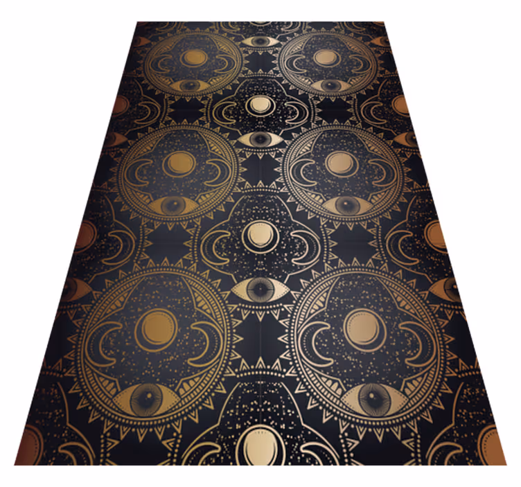Hemels zwart motief vinyl tapijt mandala - TenStickers