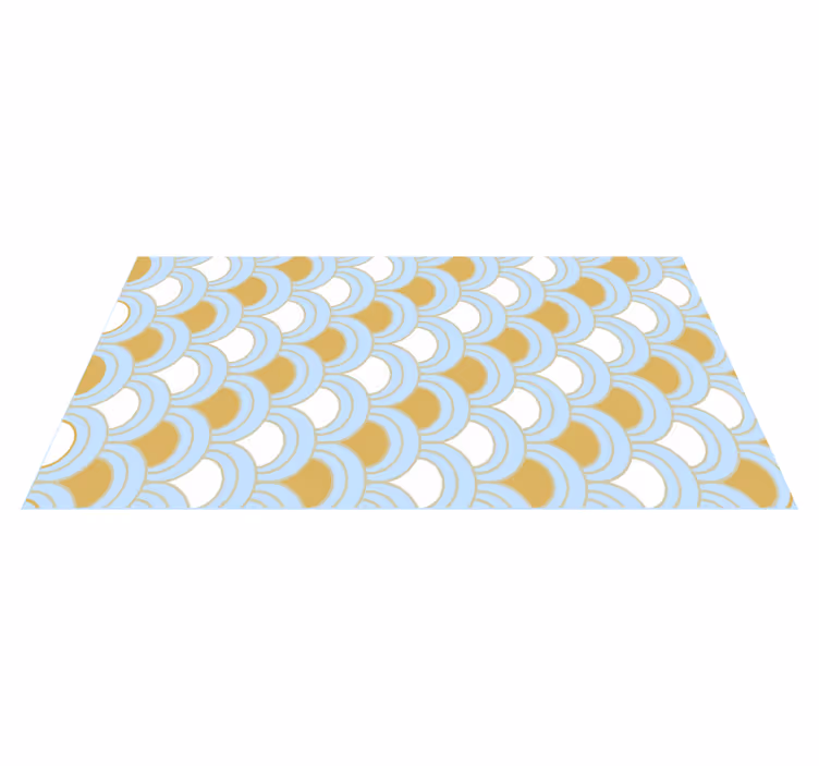 Blauw gebogen patroon vinyl tapijt geometrisch - TenStickers