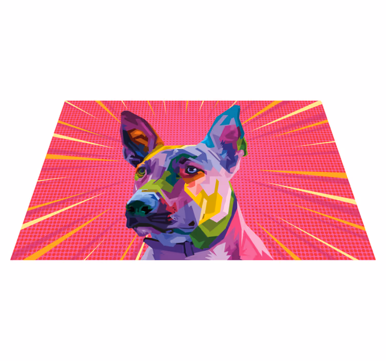 Levendige hondenkunst dieren vinyl tapijt - TenStickers