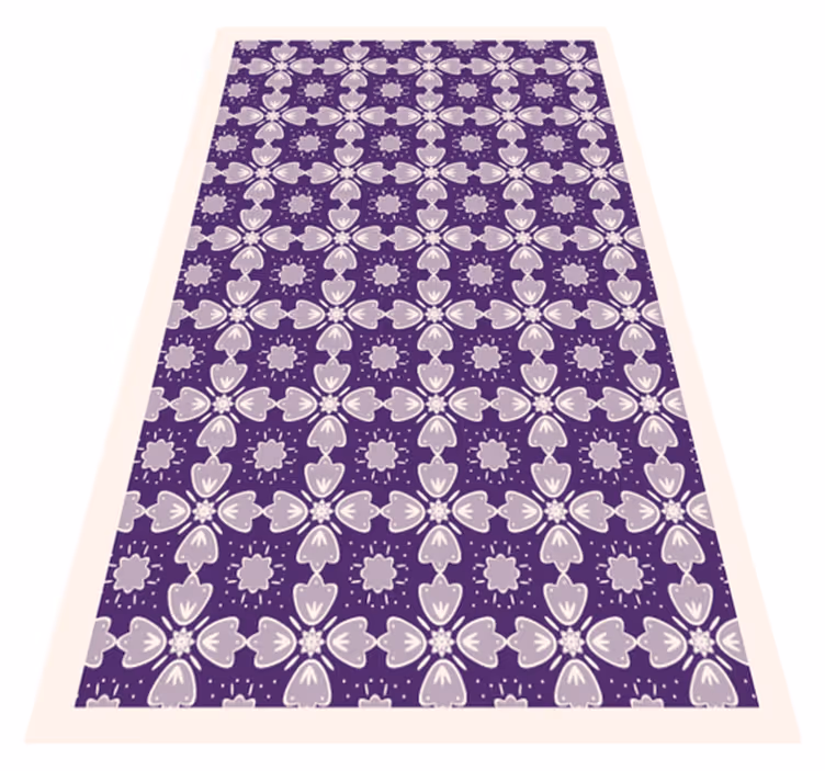 Paars tegelontwerp vinyl tapijt bloemen en planten - TenStickers