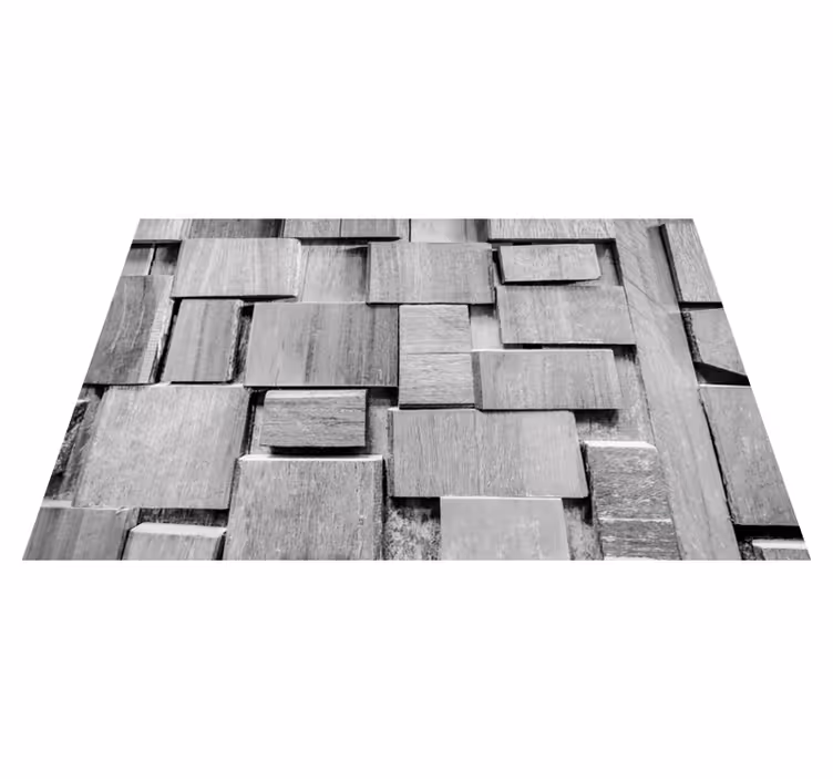 Getextureerde blokken vinyl tapijt met houtstructuur - TenStickers