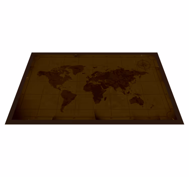 Antiek bruin design vinyl tapijt wereldkaart - TenStickers