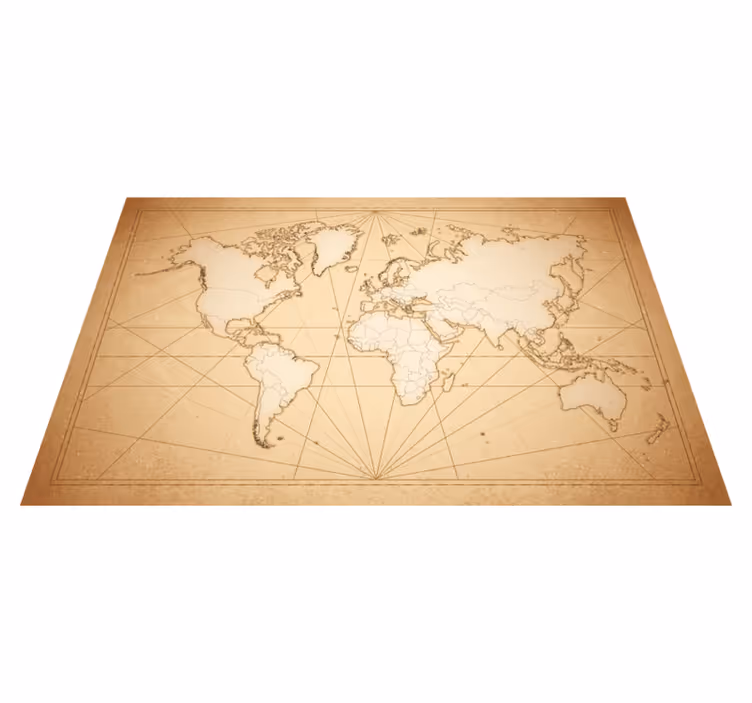 Antiek beige design vinyl tapijt wereldkaart - TenStickers