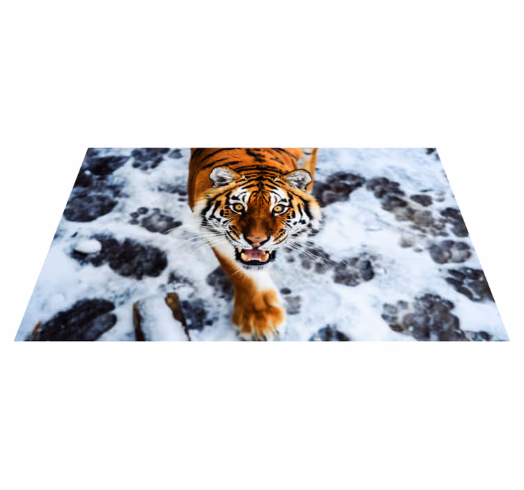 Felle tijgerhouding dieren vinyl tapijt - TenStickers