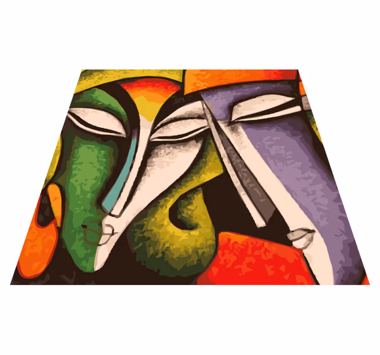Levendige abstracte portretten vinyl tapijt slaapkamer - TenStickers