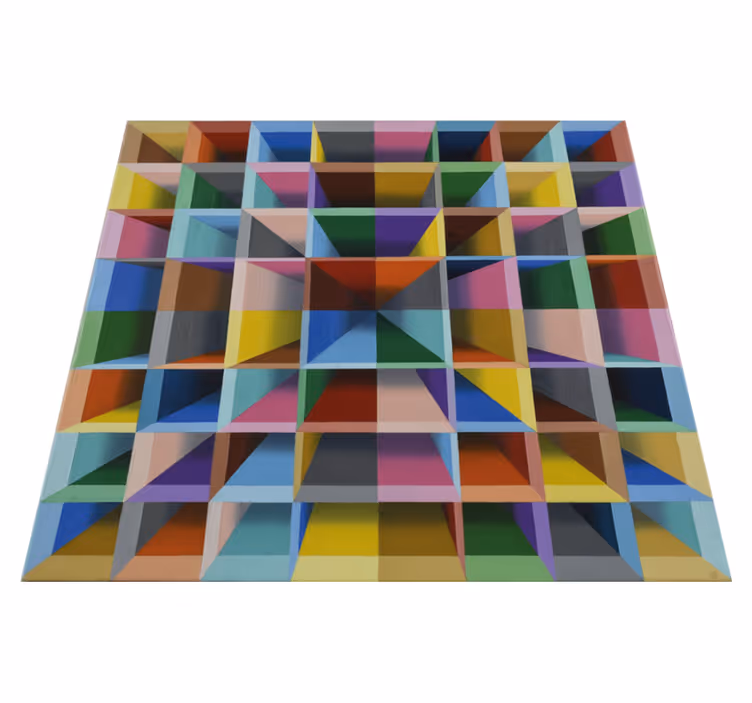 Levendige geometrie vinyl tapijt woonkamer - TenStickers