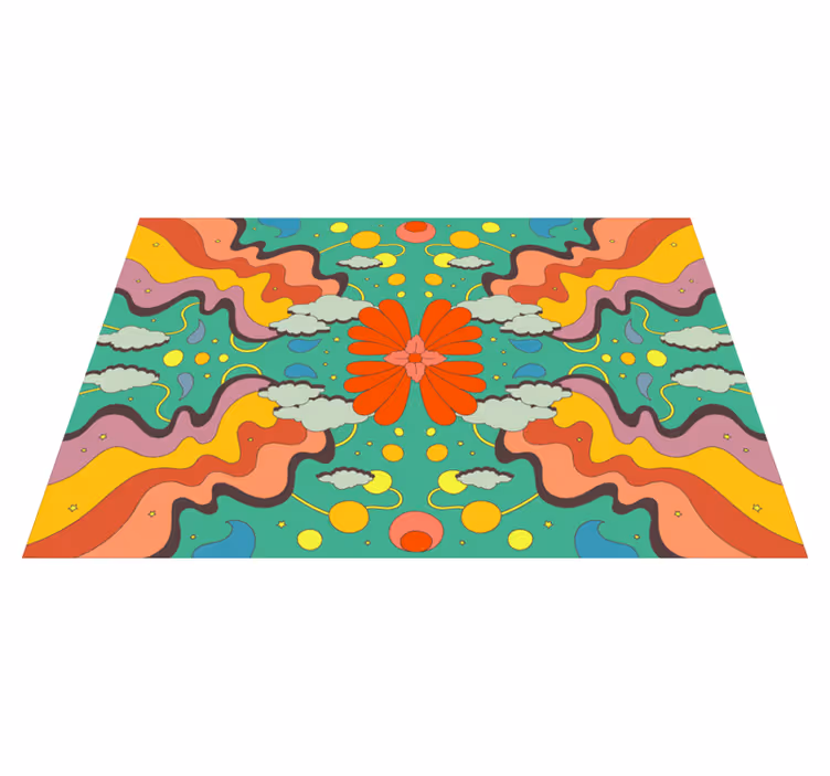 Levendige bloemengolven vinyl tapijt natuur - TenStickers