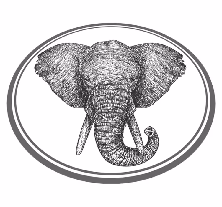 Grijze olifant omtrek dieren vinyl tapijt - TenStickers