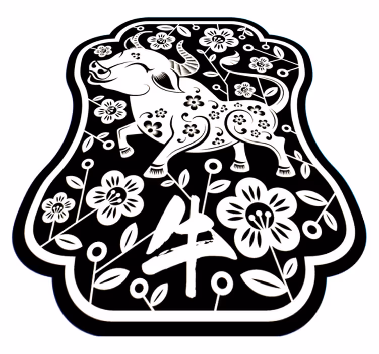 Elegante bloemenstier dieren vinyl tapijt - TenStickers