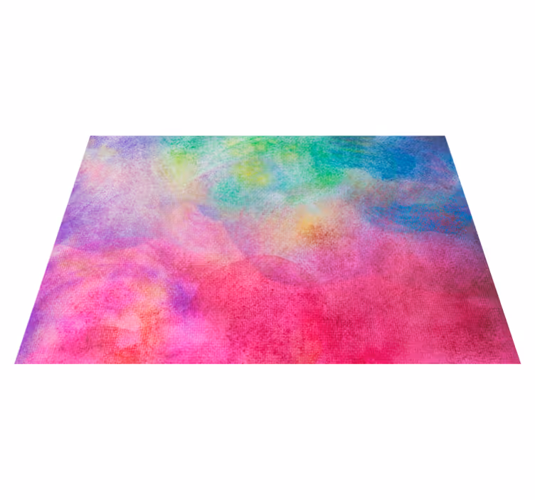 Kleurrijk aquareleffect vinyl tapijt slaapkamer - TenStickers