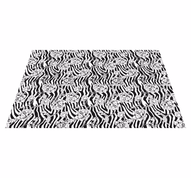 Bloemen zebrapatroon vinyl tapijt dierenprint - TenStickers