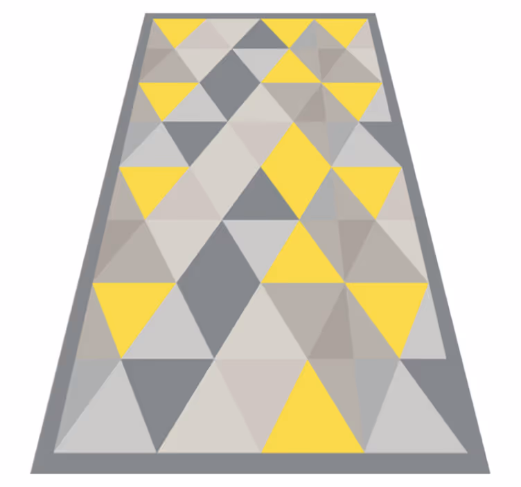 Grijze en gele driehoeken vinyl tapijt geometrisch - TenStickers