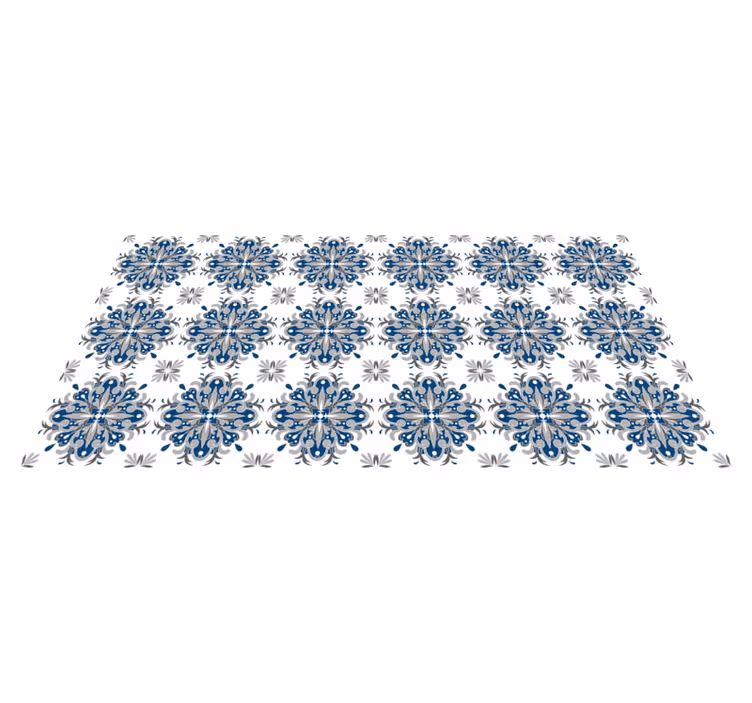 Vinyl tapijt mozaïek elegant blauwe bloem - TenStickers