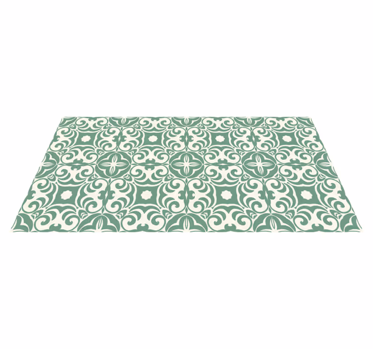 Elegant groen patroon vinyl tapijt woonkamer - TenStickers