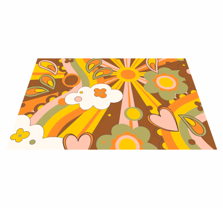 Retro bloemenuitbarsting vinyl tapijt voor meer kinderen - TenStickers