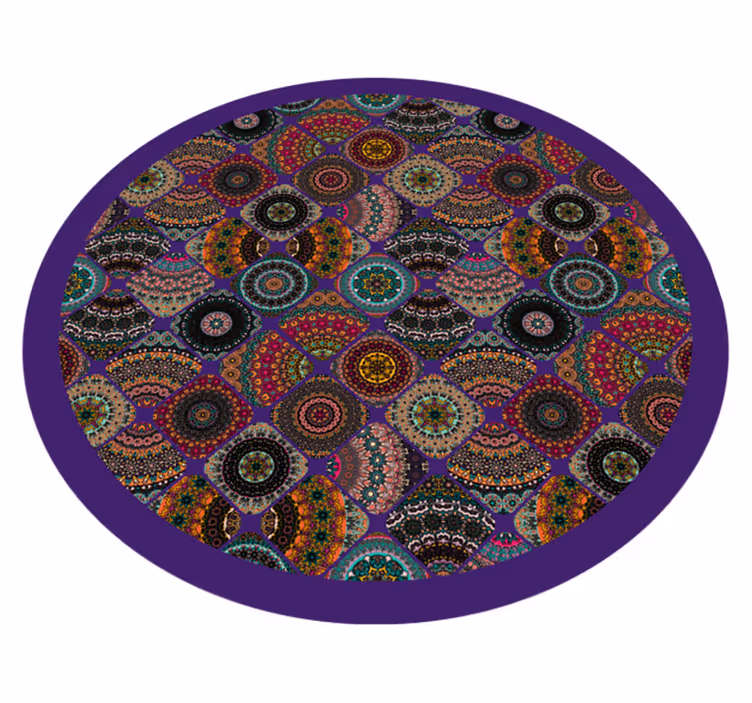 Kleurrijke cirkelvormige patronen vinyl tapijt mandala - TenStickers