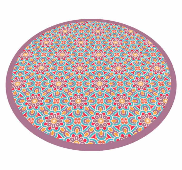 Vinyl tapijt mandala vrolijk bloemenpatroon - TenStickers