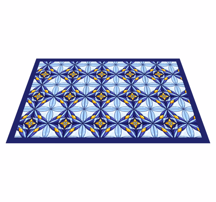 Levendig blauw patroon vinyl tapijt tegels - TenStickers