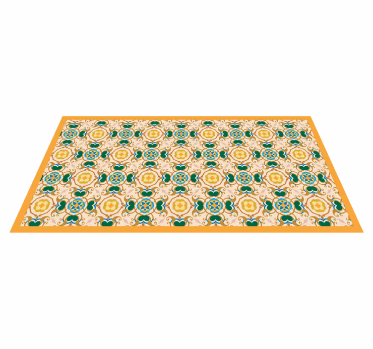 Bloemenbeige ornamenten vinyl tapijt badkamer - TenStickers